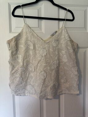 Delicate Cream Floral Embroidered Spaghetti Strap Camisole